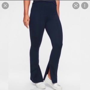 Athleta Black Greenwich Flare Yoga Stretch Slit Hem Pants